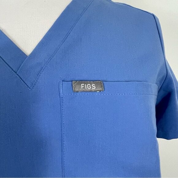 Figs Catarina One-Pocket Medical Uniform Scrub Top Short Sleeve Blue Size XS - Picture 3 of 6